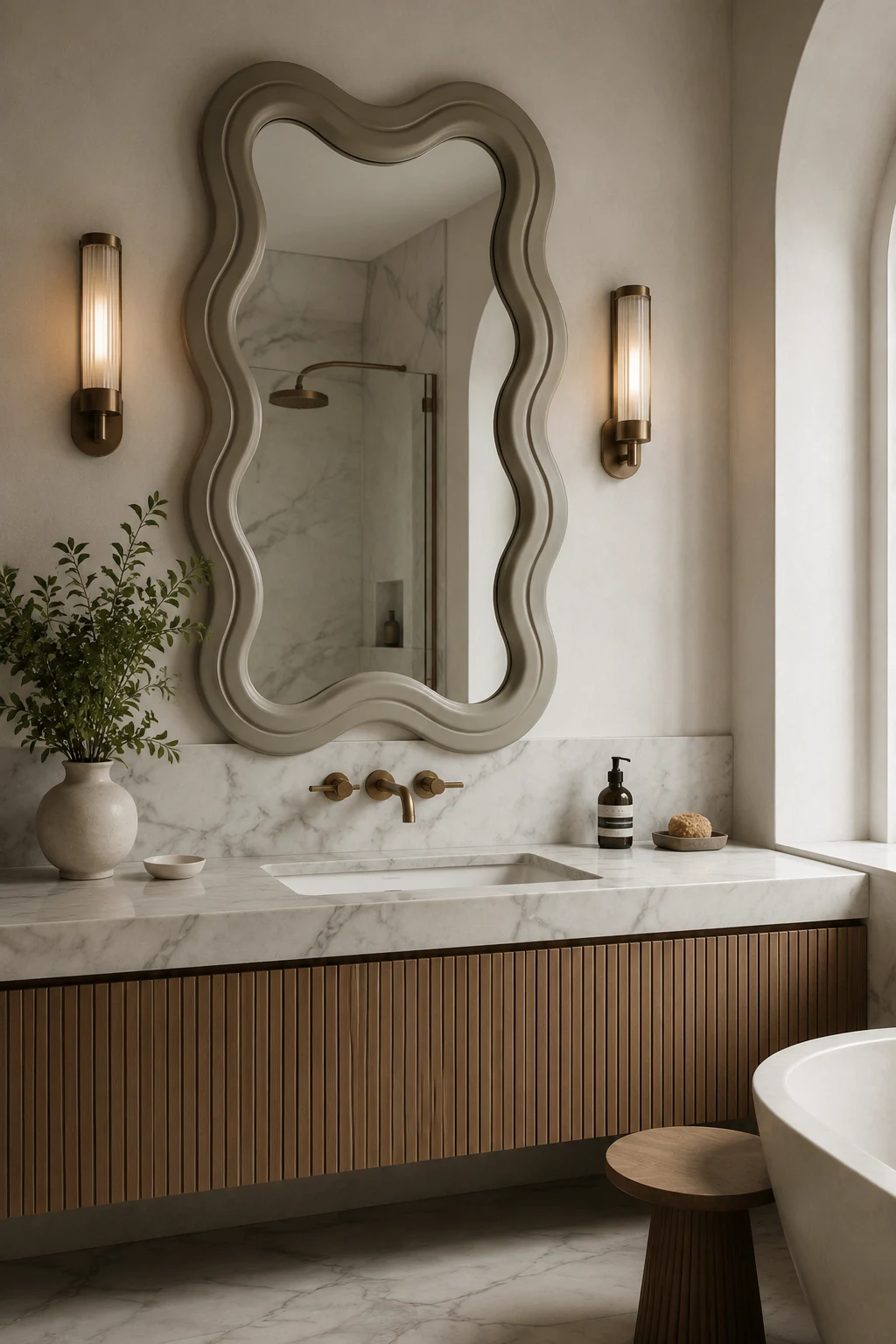 Complete Your Bathroom with a Modern Wavy Mirror Frame — wavy mirror frame