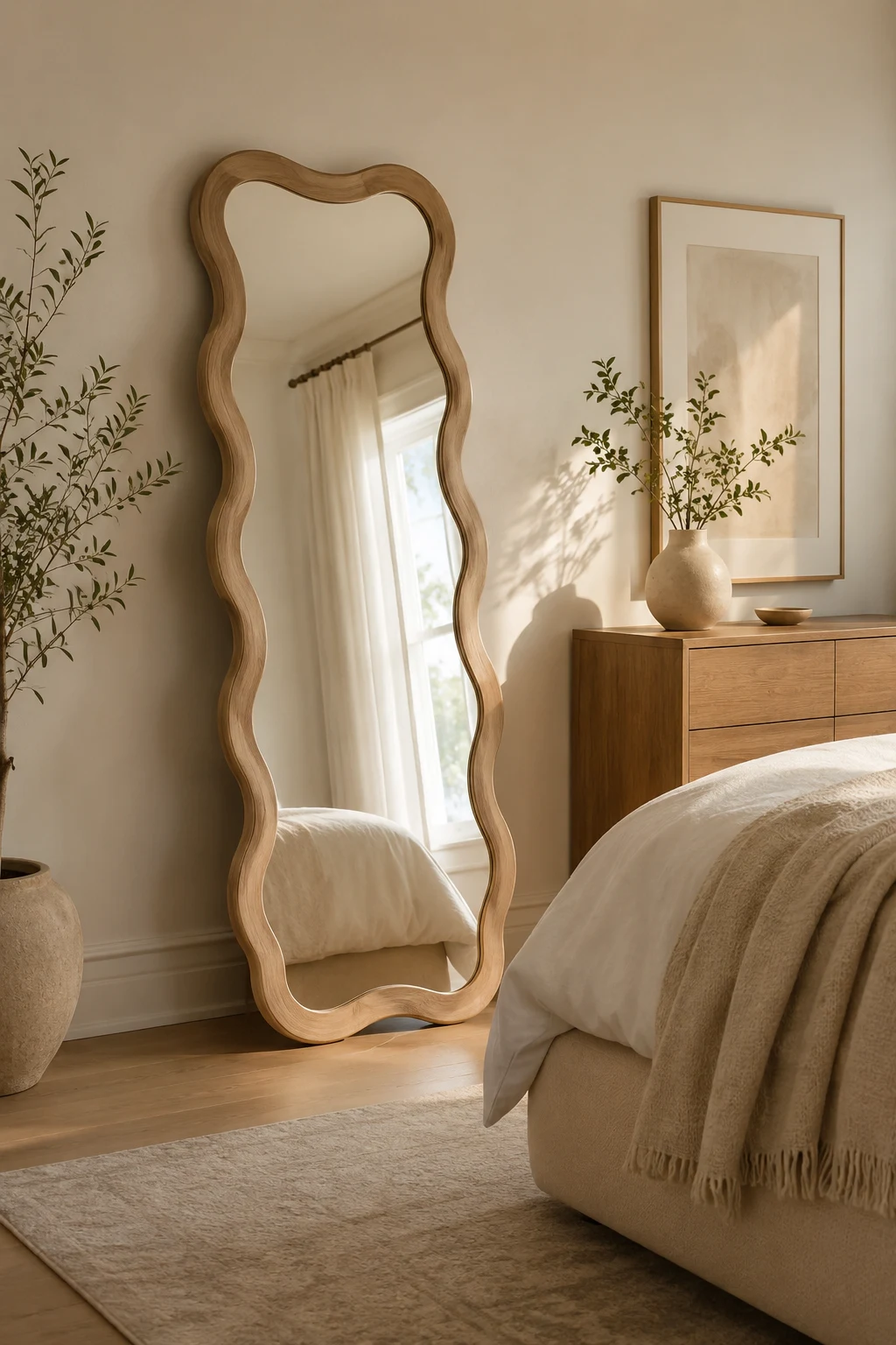 Lean a Wavy Mirror Full Length Against the Bedroom Wall — wavy mirror full length