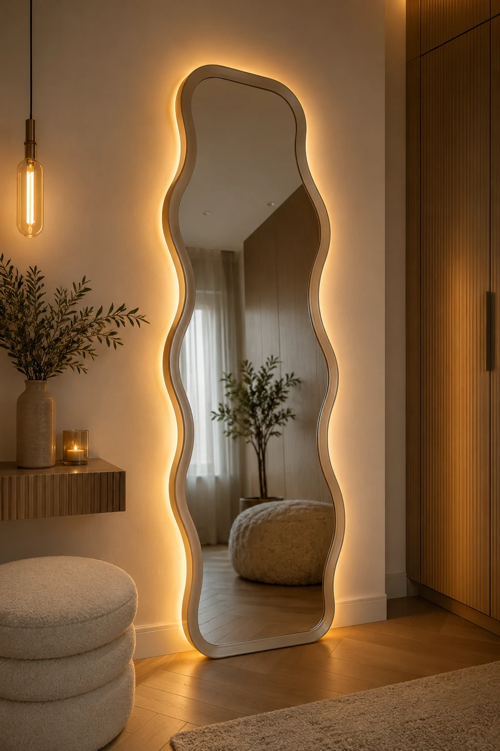 Pair a Wavy Mirror Full Length with Warm LED Lighting — wavy mirror full length
