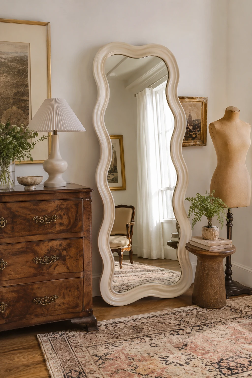 Mix Vintage Pieces with a Wavy Mirror Full Length — wavy mirror full length