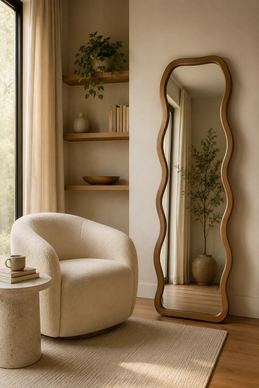 Design a Minimalist Reading Nook Around a Wavy Mirror Full Length — wavy mirror full length
