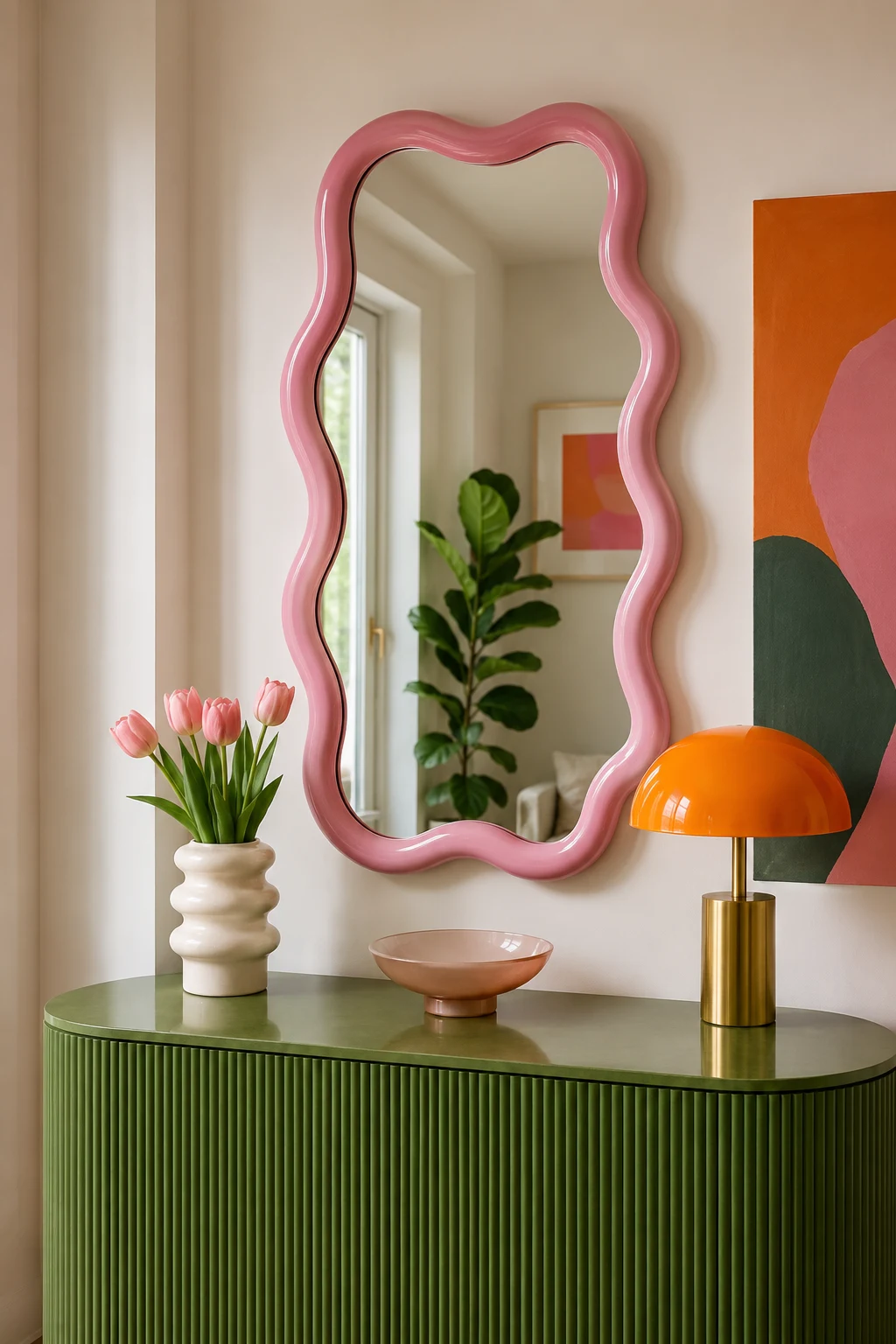 Add Color Around Your Wavy Mirror — wavy mirror