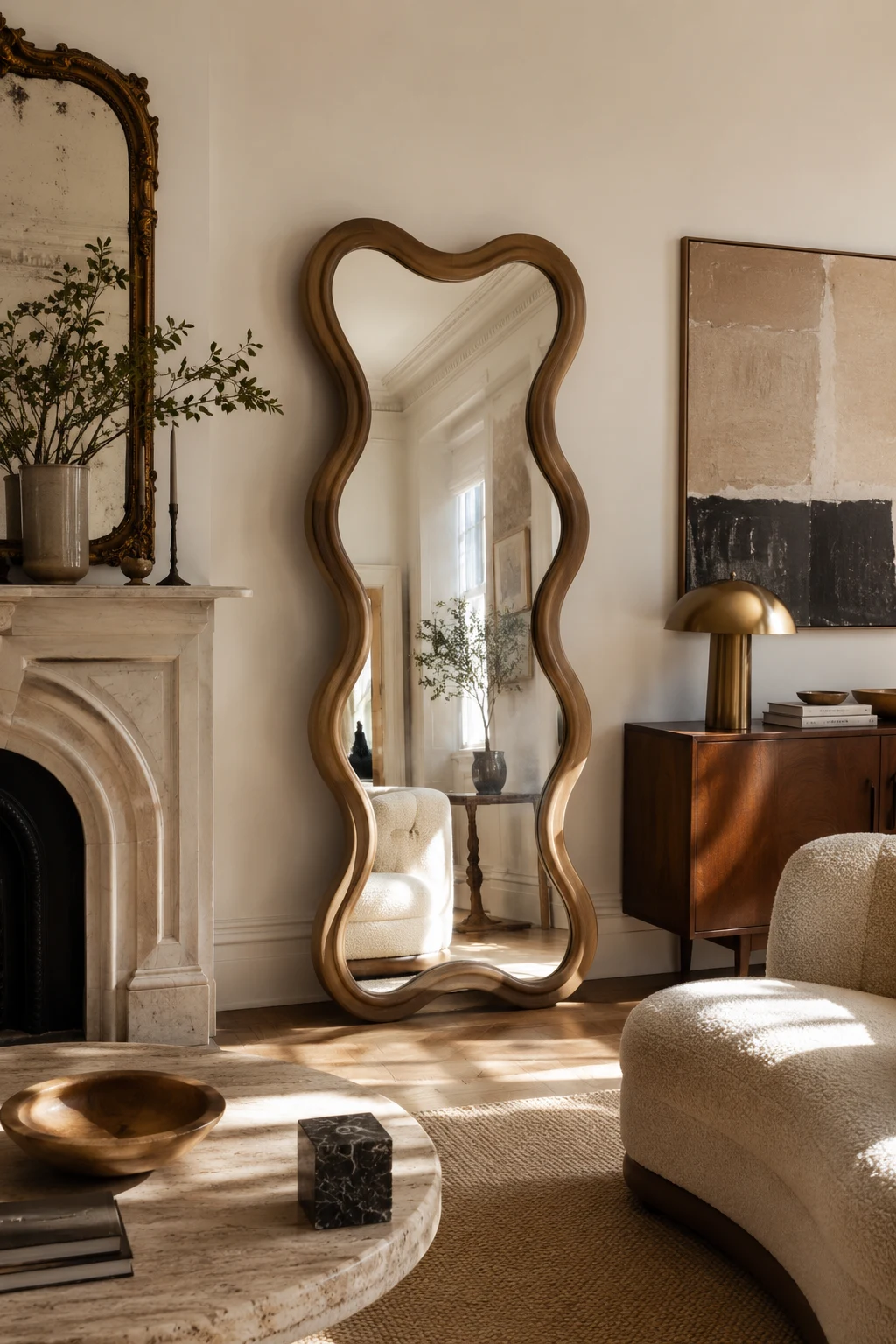 Mix Vintage and Contemporary with a Wavy Mirror — wavy mirror