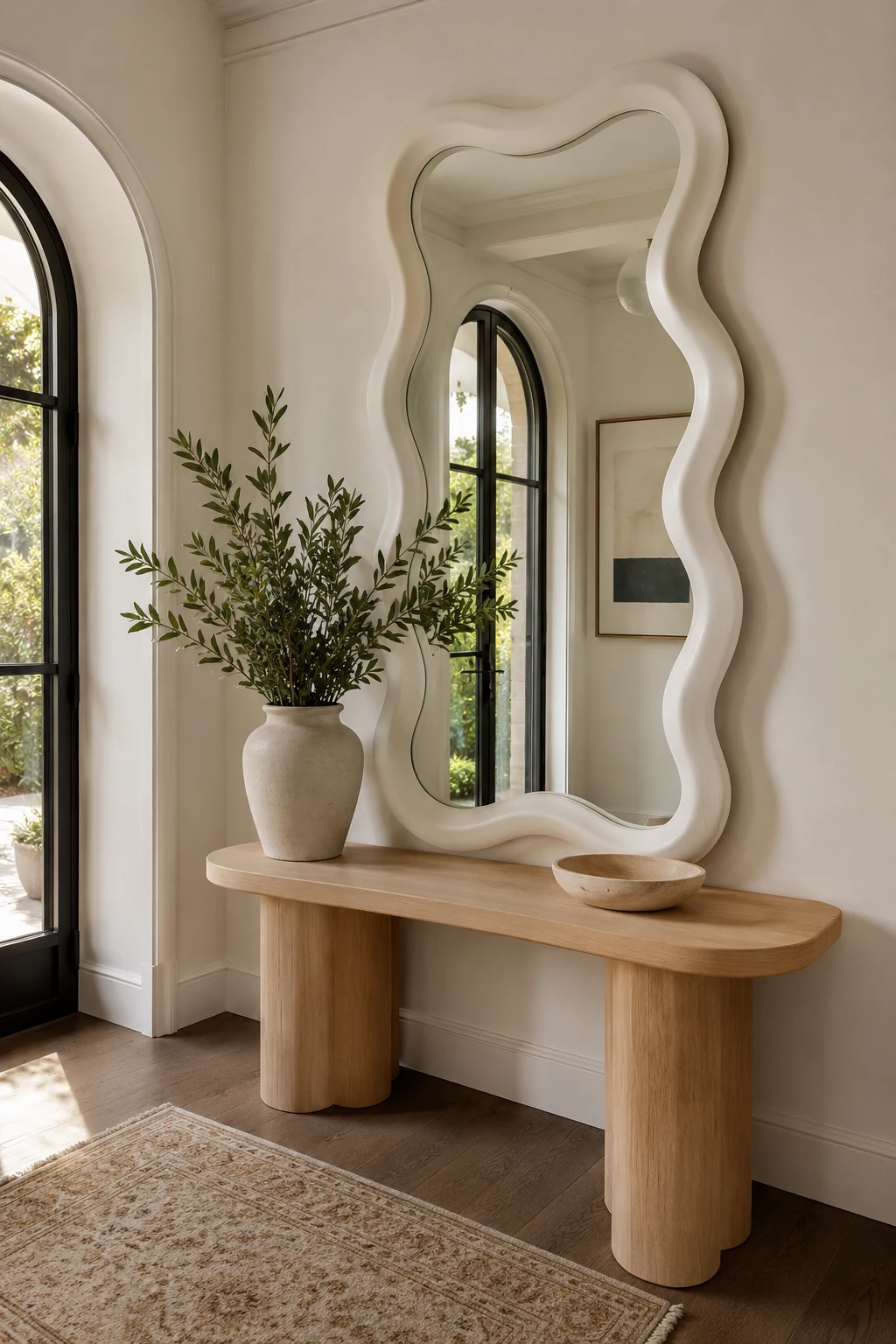 Make a White Wavy Mirror the Star of Your Entryway — white wavy mirror